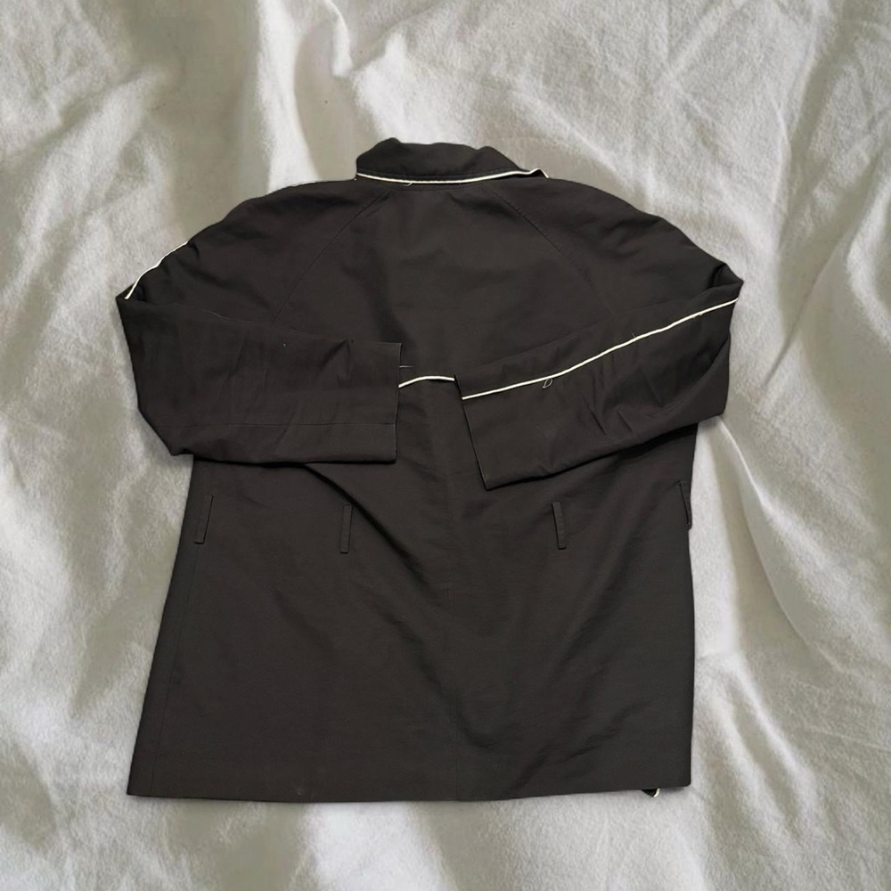 Chaps Black Trench Coat with White Trim - Picture 4 of 7